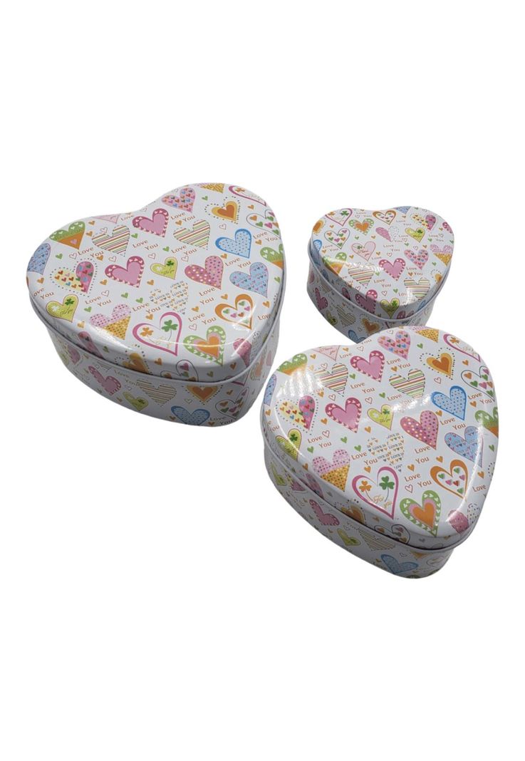 Set Cajas Diseño Corazon Metal 12x11x5cm (3u)-3