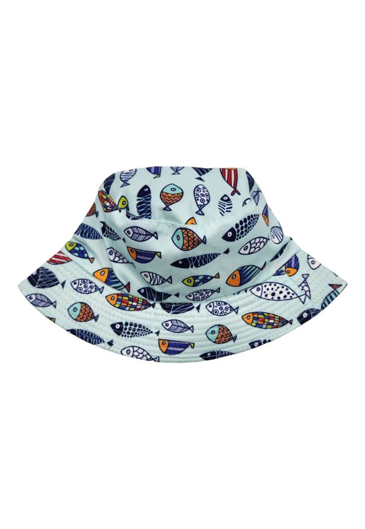 Sombrero Pescador Azul Diseño Peces 15*17cm-1