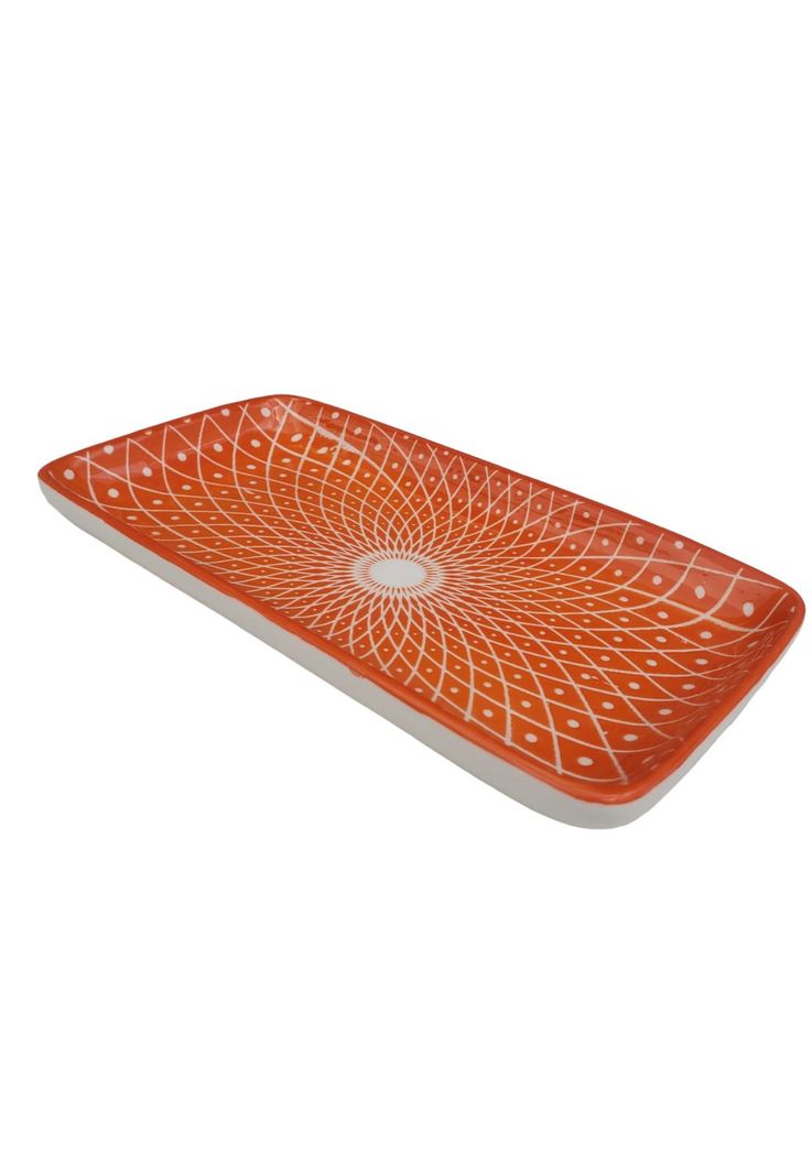 Plato Loza Rectangular Naranja 17.5x9.5cm