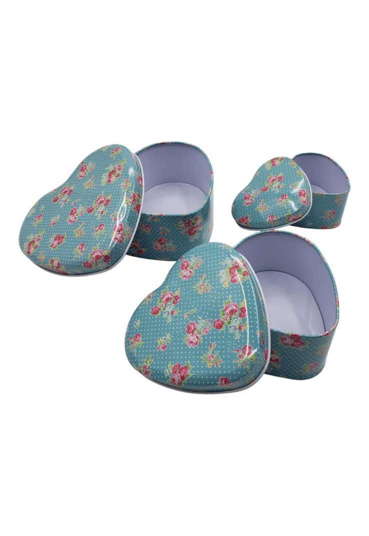 Set Cajas Diseño Corazon Metal Azul 12x11x5cm (3u)-3