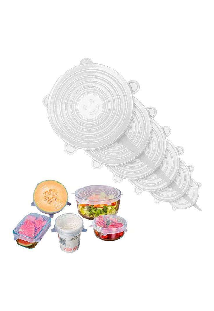 Set Tapas de Silicona Ajustables Reutilizables (6u) Diseno 2