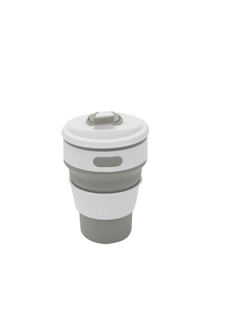 Mug Plegable de Silicona Gris y Blanco 350ml-0