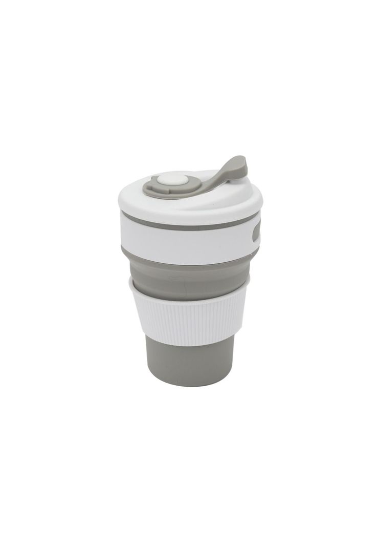 Mug Plegable de Silicona Gris y Blanco 350ml-1