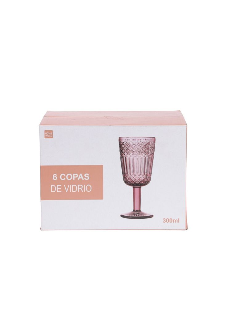Set 6 Copas Vidrio Rosado 300Ml-4