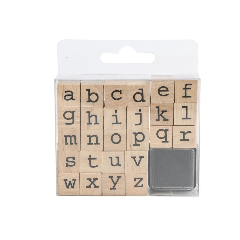 Set Sellos de Madera Minusculas Cafe Claro