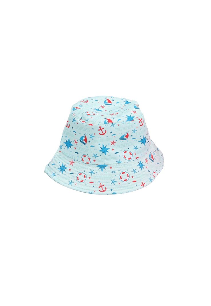Sombrero Pescador Celeste Diseño Barcos 15*17cm-0