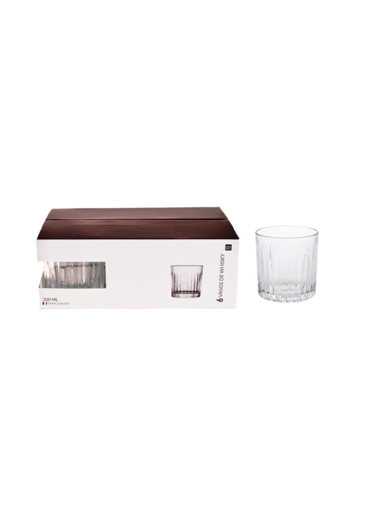 Set 6 Vasos Whisky Vidrio Transparente 300Ml-0