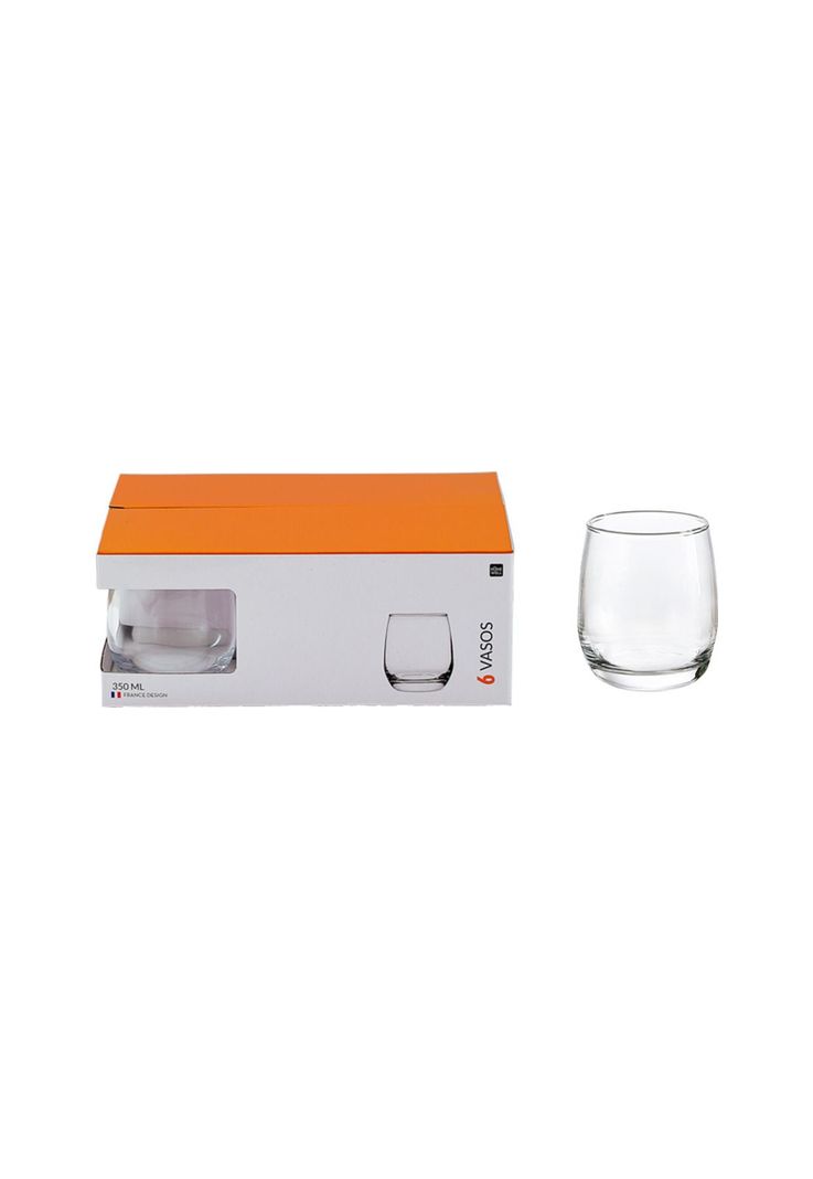 Set 6 Vasos Whisky Vidrio Transparente 350Ml-0