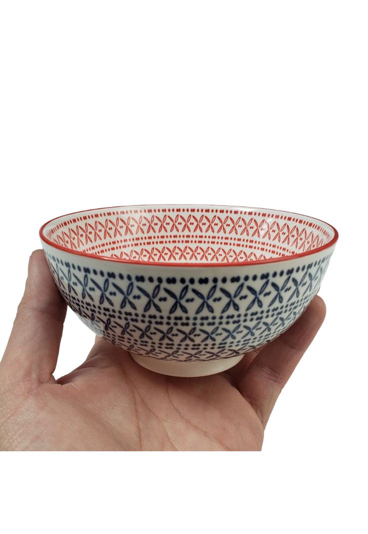 Bowl Loza Diseño Azul Rojo 13x7.5cm-1