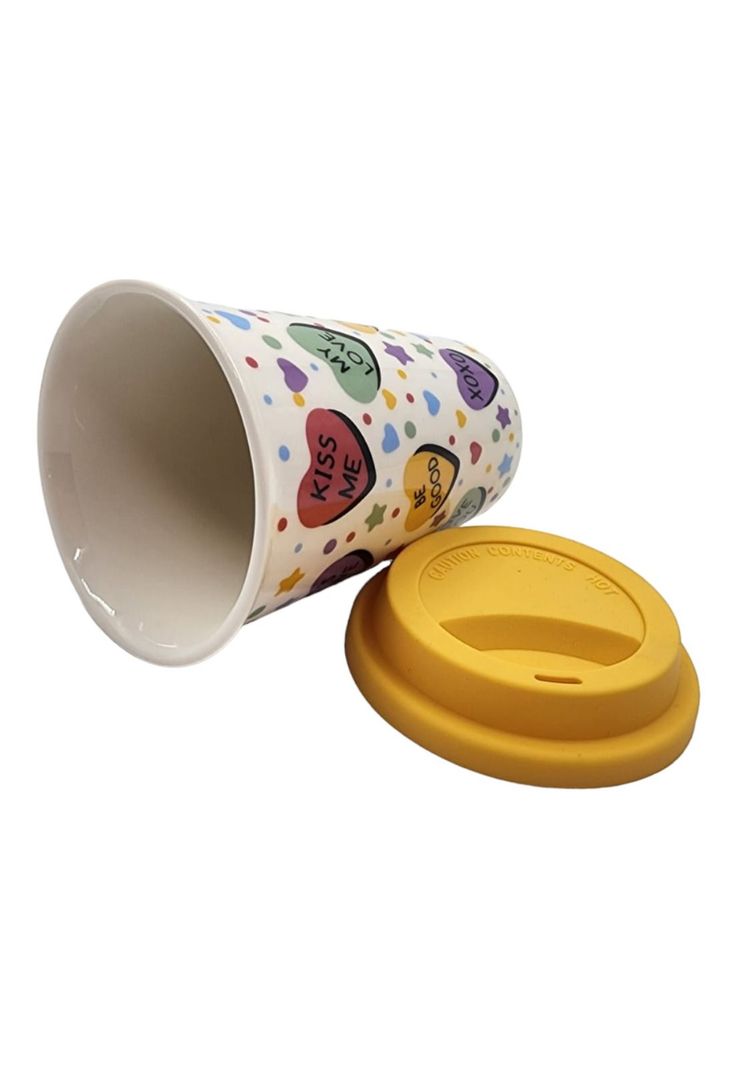 Mug Cerámica Tapa Silicona Amarillo 400ml-1