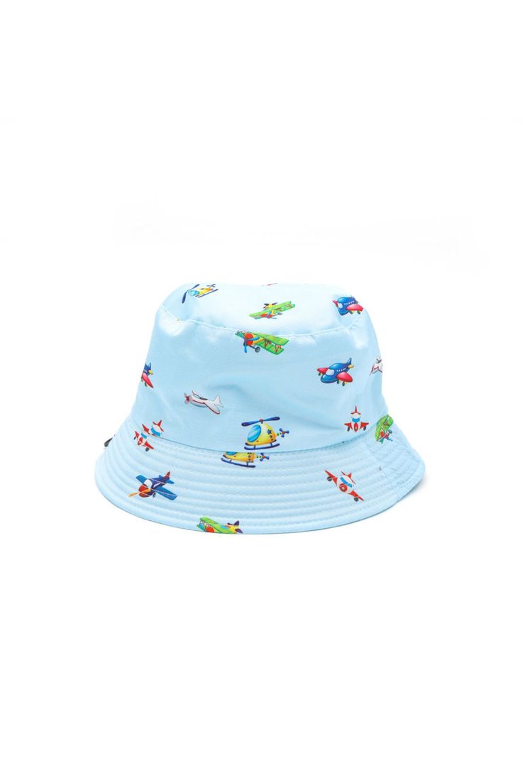 Sombrero Pescador Celeste Diseño Aviones 14*17cm-0