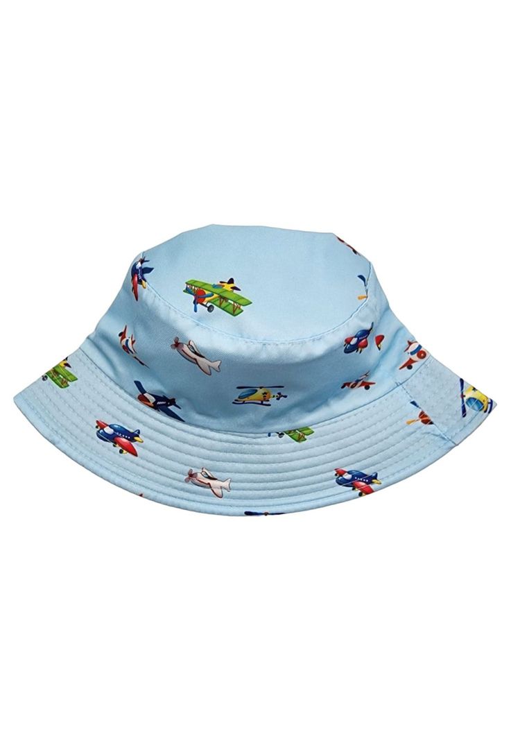 Sombrero Pescador Celeste Diseño Aviones 14*17cm-1