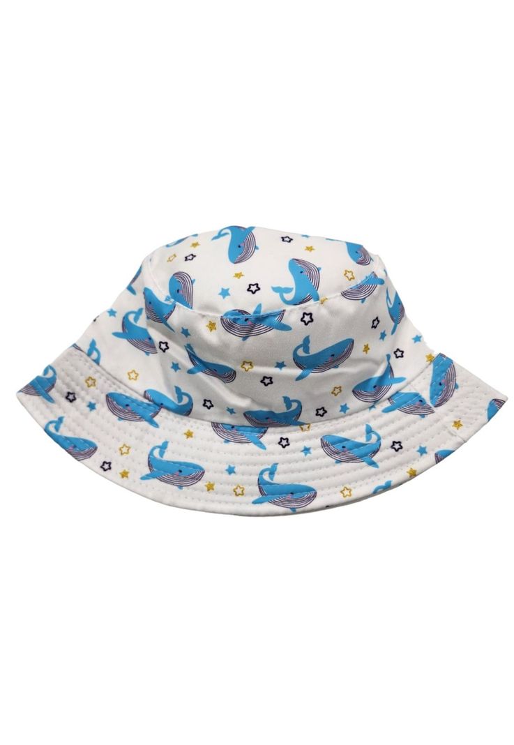Sombrero Pescador Blanco Diseño Ballenas 15*17cm-1