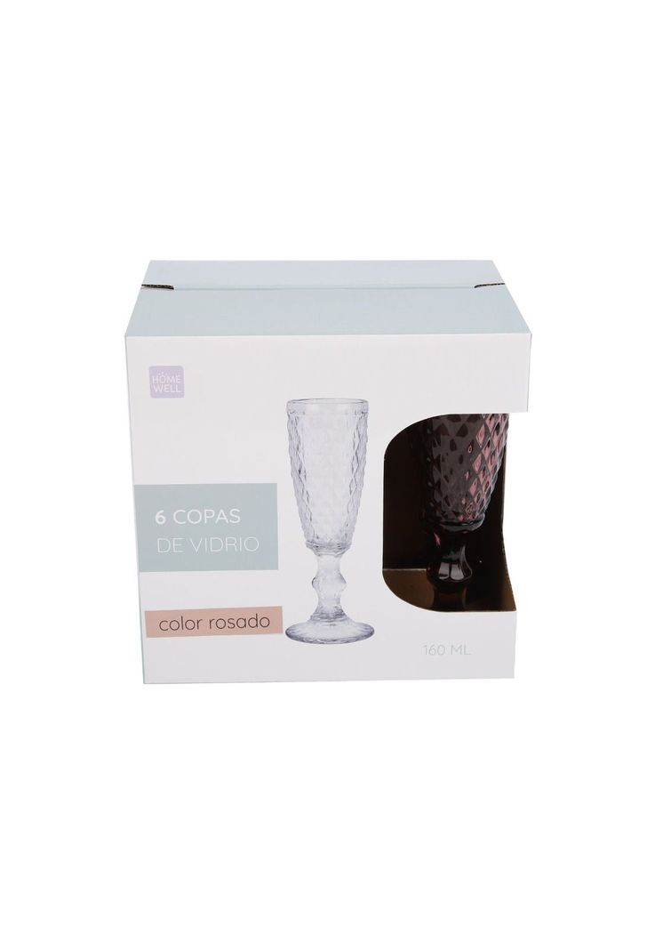 Set 6 copas vidrio rosado 160ml-1