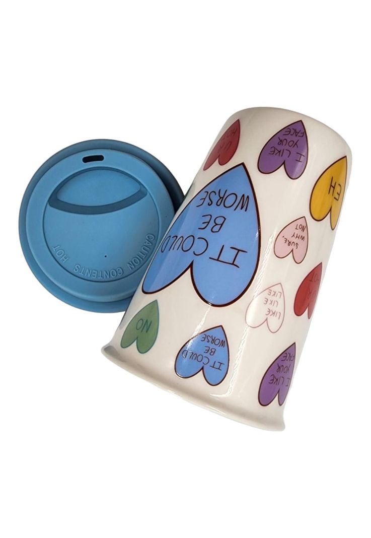 Mug Cerámica Tapa Silicona Azul 400ml-2