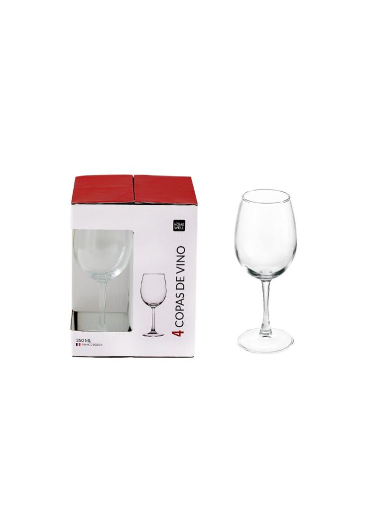 Set 4 Copas Vino Vidrio Transparente 350Ml-0