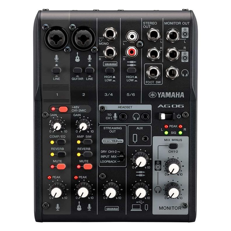 Mezclador para transmisión en vivo 6 canales AG06MK2 Black - Yamaha-1