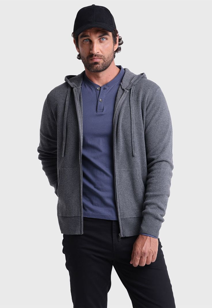 Sweater Full Zipper Capucha Arrow SWI4055GR-1