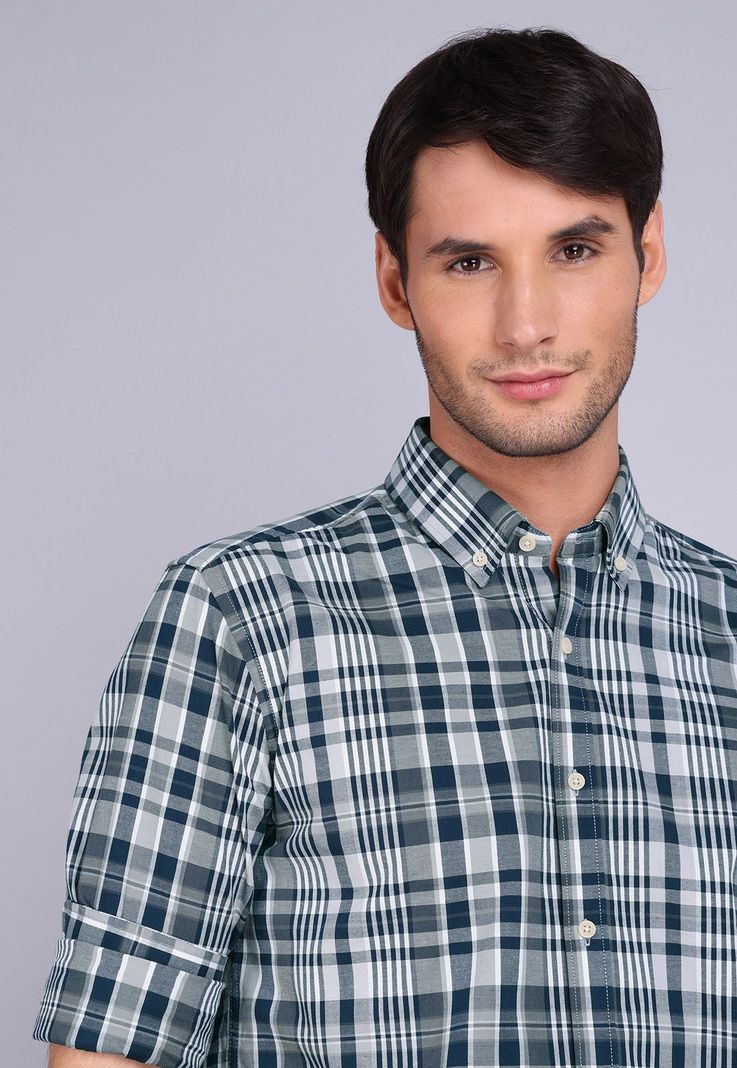 Camisa Oxford Cuadros Manga Larga Arrow CM3018SNB-2