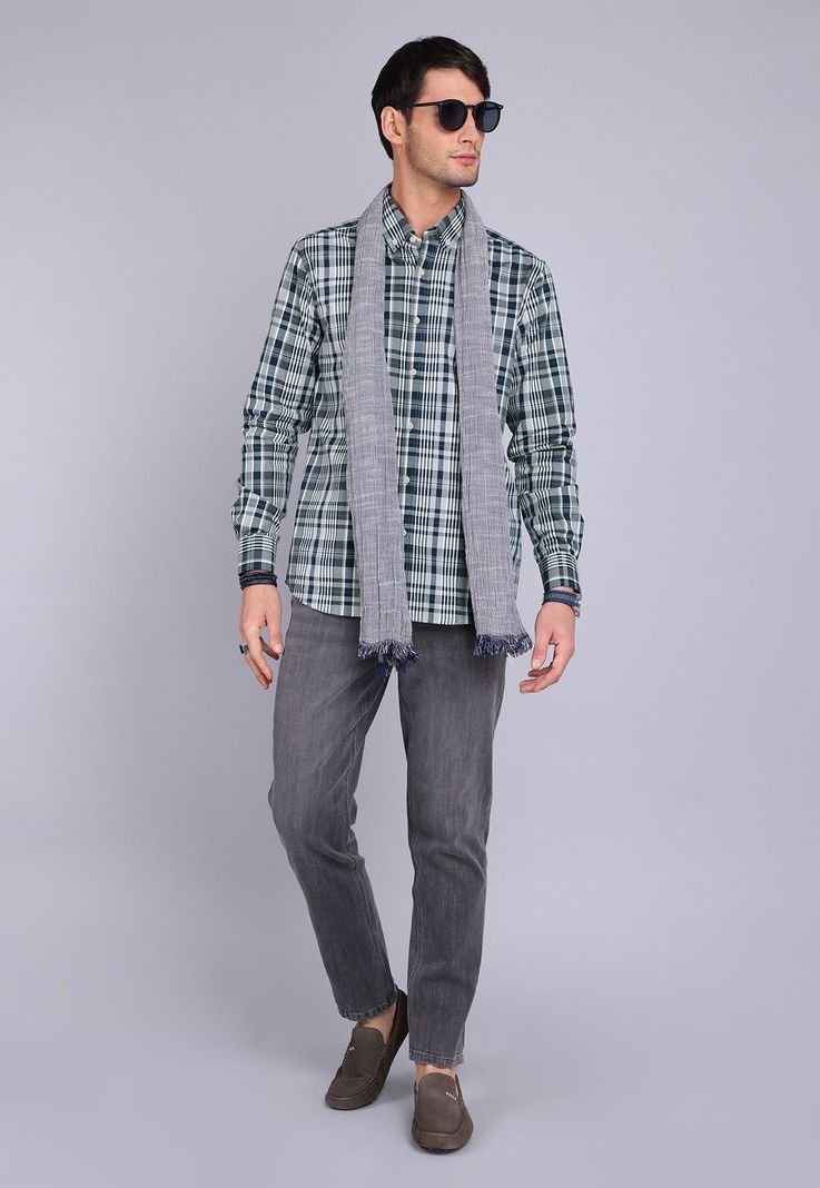 Camisa Oxford Cuadros Manga Larga Arrow CM3018SNB-3