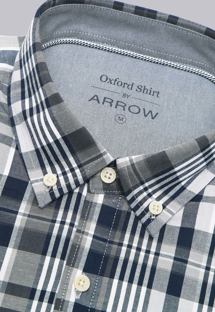 Camisa Oxford Cuadros Manga Larga Arrow CM3018SNB-4