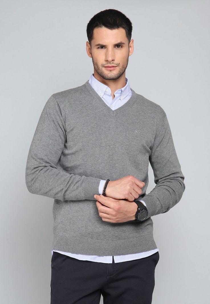 Sweater Cuello V Arrow SW31030GR-0