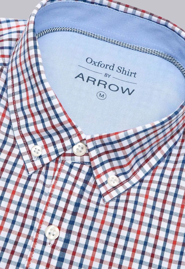 Camisa Oxford Cuadros Manga Larga Arrow CM3011SRO-5