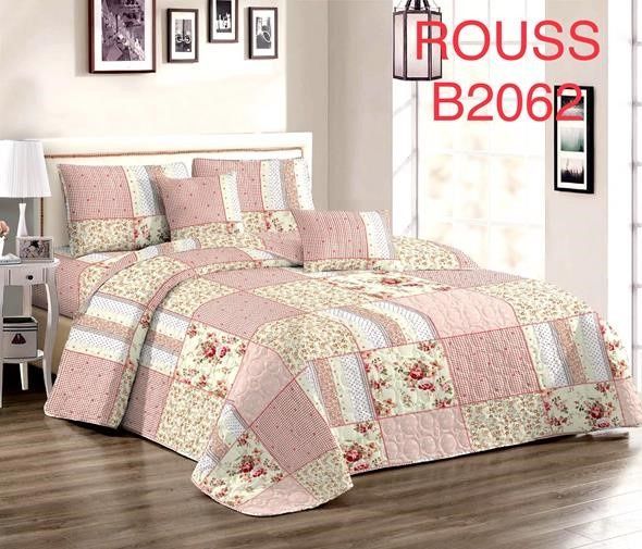 Cobertor de verano tipo quilt tamaño 2 Plazas Cuadros Rosados con Amarillo Claro-0