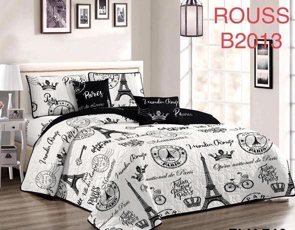 Cobertor de verano tipo quilt tamaño 2 Plazas Blanco y Negro Paris-0