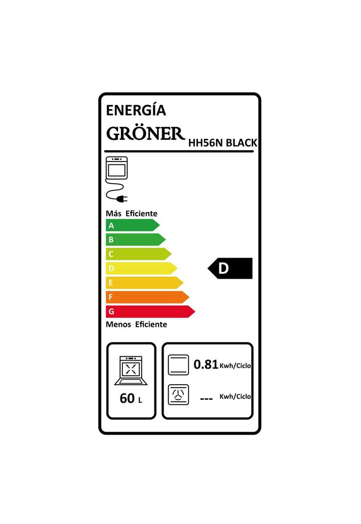 Horno Eléctrico Empotrable Gröner Black 4F 56L-5