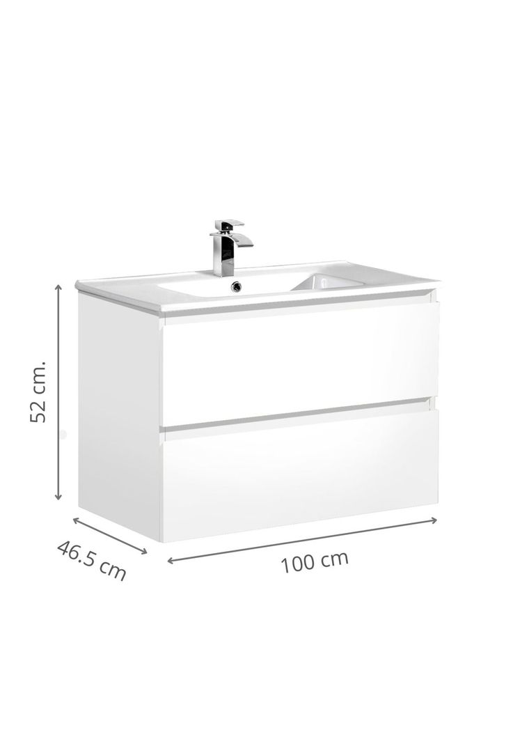 Mueble Vanitorio Bära Oslo 100cm Blanco Brillante-2