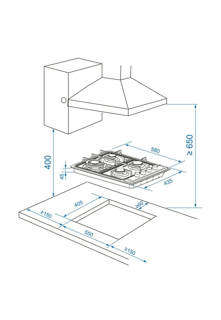  Encimera a Gas Gröner Inox XS 4Q-4