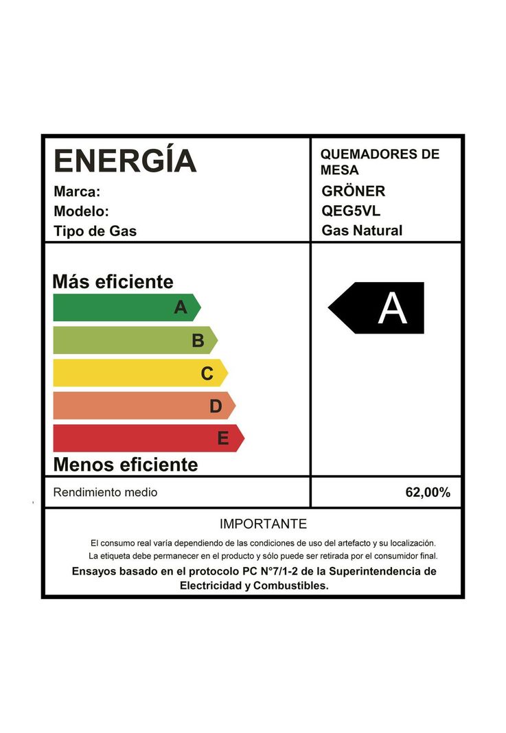 Encimera a Gas Gröner Vitro 5QL-5