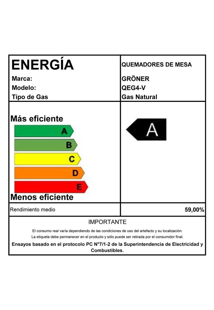 Encimera a Gas Gröner Vitro 4Q-5