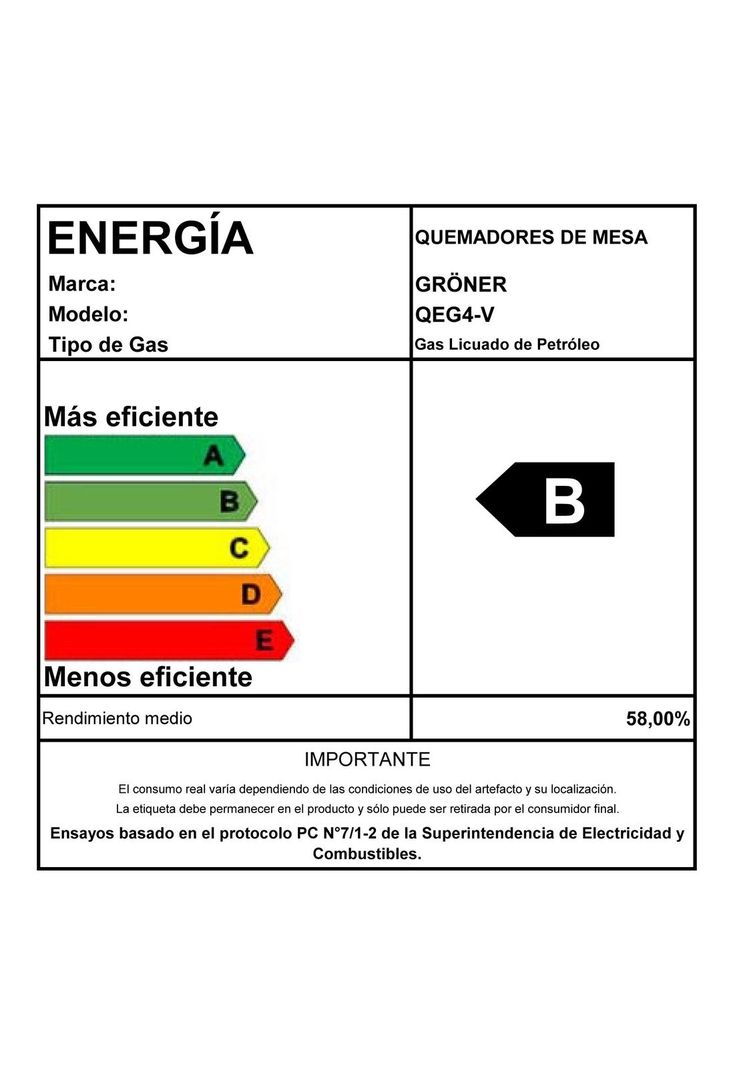 Encimera a Gas Gröner Vitro 4Q-6