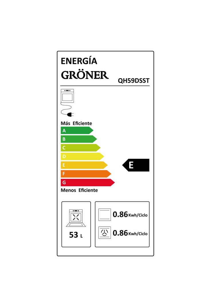 Horno Eléctrico Empotrable Gröner Inox Touch Triple Vidrio 10F 59L-4