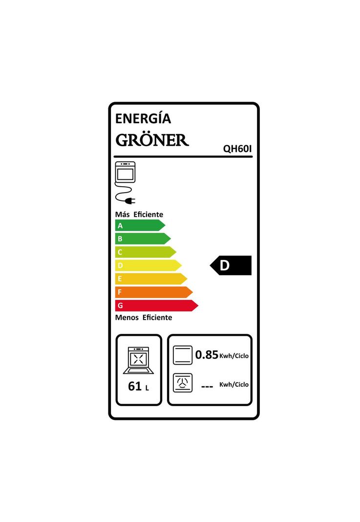 Horno Eléctrico Empotrable Gröner Inox 4F 60L-4