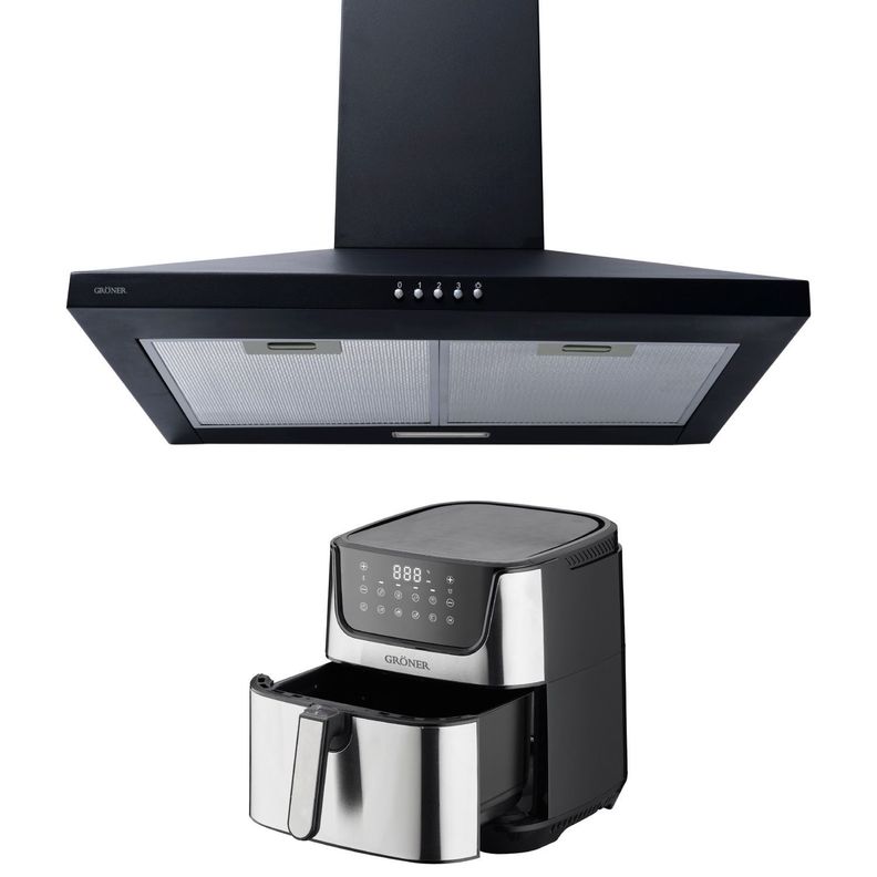 Kit Freidora de Aire Digital 7L + Campana Piramidal Groner Black 60 cm