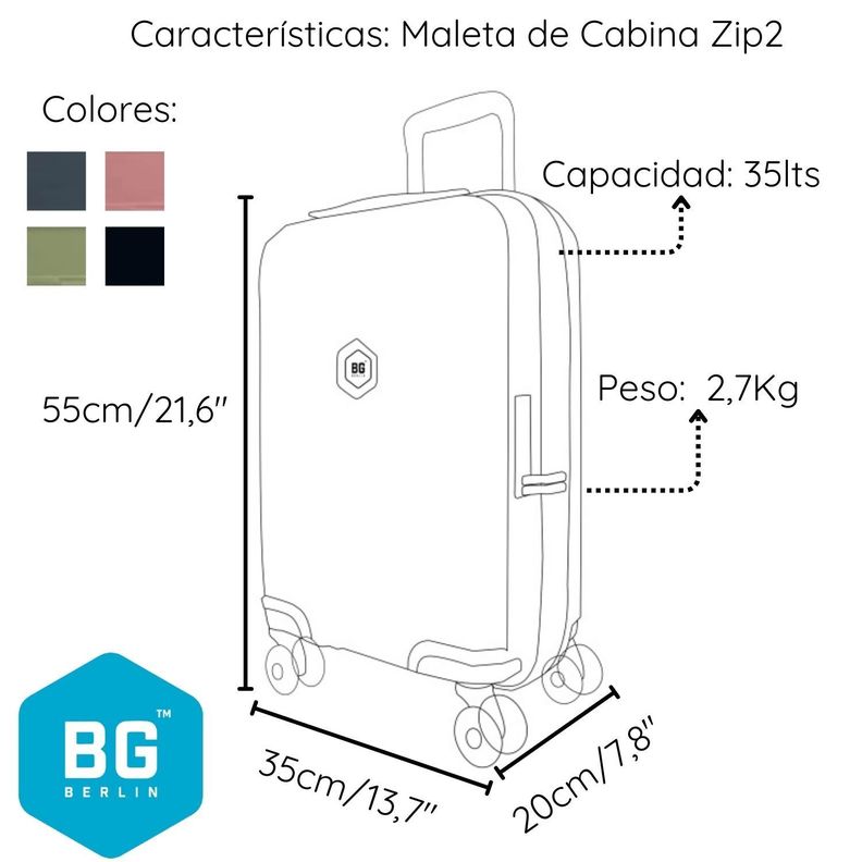Maleta de Cabina BG Berlin Zip² 35Lts Doble cierre seguridad-1
