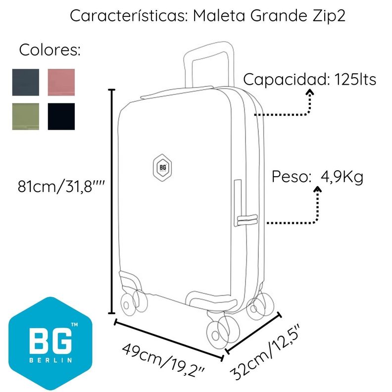 Maleta Grande BG Berlin Zip² 125Lts Doble cierre seguridad-2
