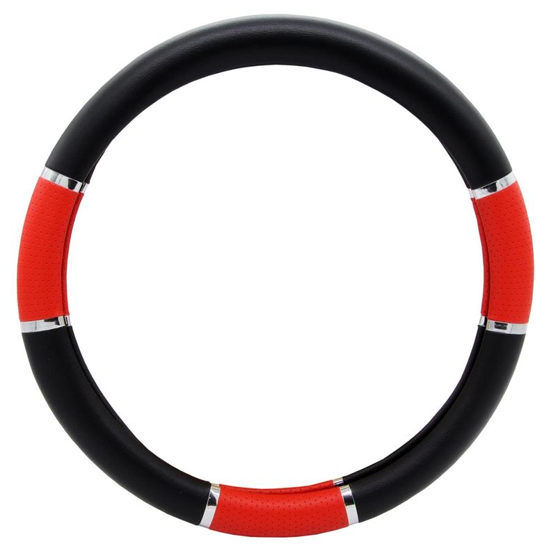 Cubre Volante Negro Con Aplicaciones Rojas-0