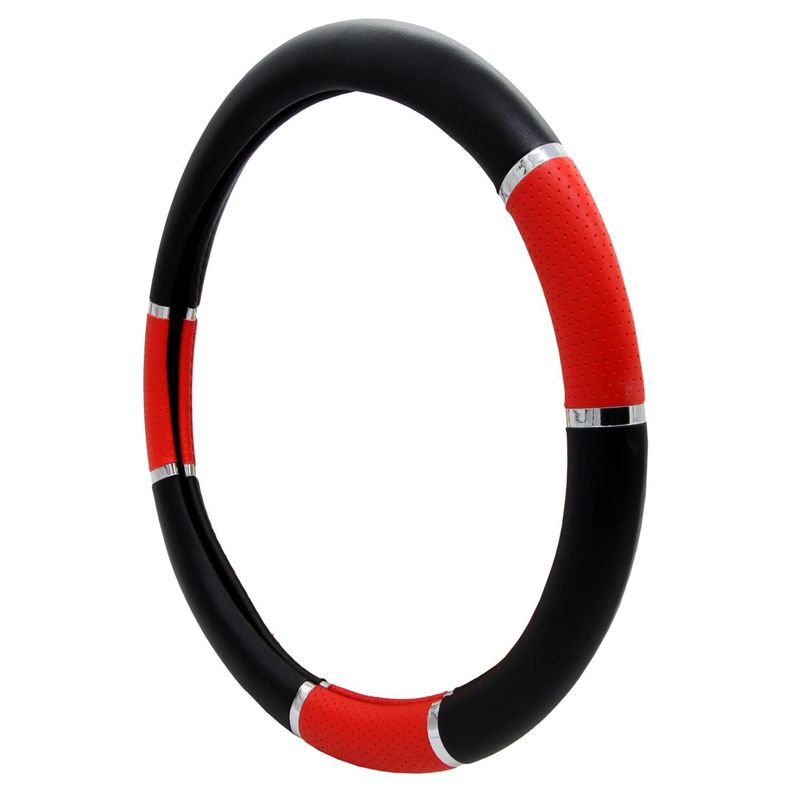 Cubre Volante Negro Con Aplicaciones Rojas-1
