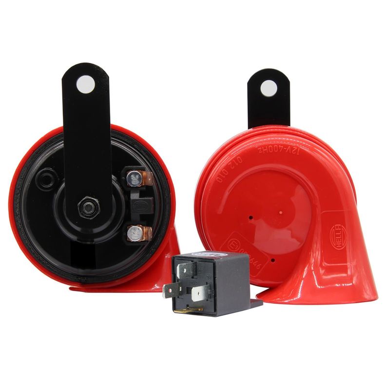 Bocina Caracol Rojo 12V 2X72W 400 Y 500Hz Con Relay-0