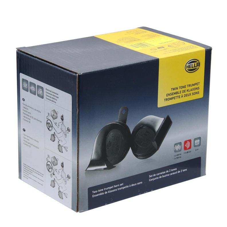 Bocina Caracol Hella 12V 72W 500Hz 113Db (Par) Autos y Motos-3