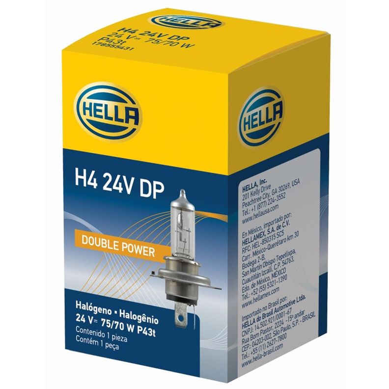 Ampolleta Halógena H4 24V 75/50W P43T T4.625-1