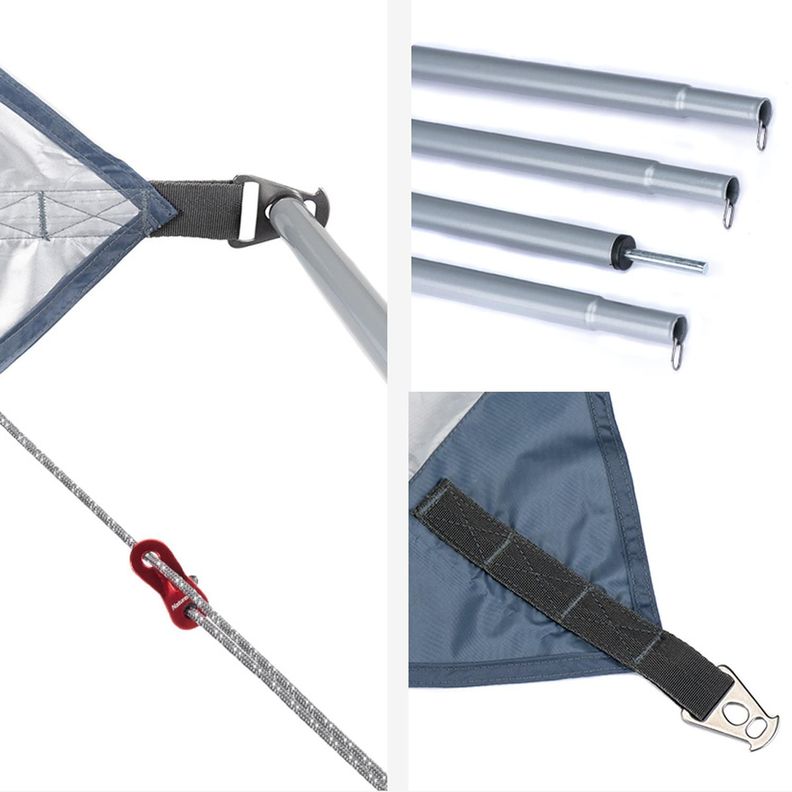 Toldo Hexagonal Upf50+ Con 2 Postes Gris Azul-1