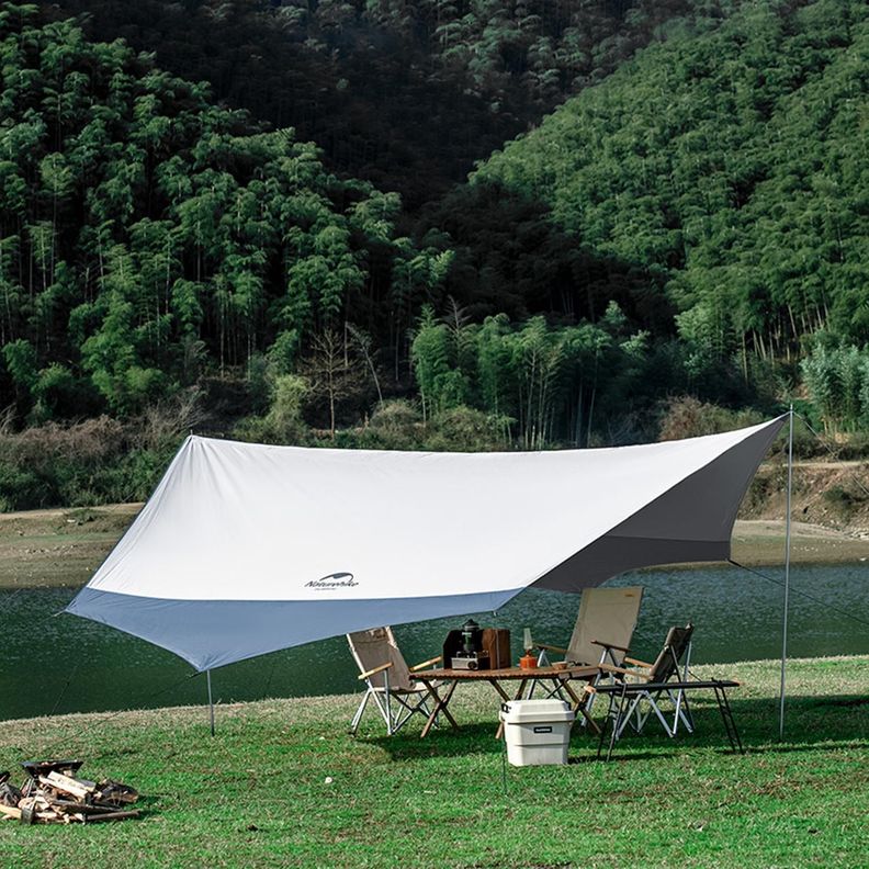 Toldo Hexagonal Upf50+ Con 2 Postes Gris Azul-2