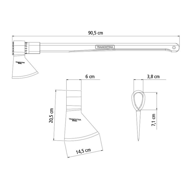 Hacha Soldado Acero Mango Madera 90Cm-1