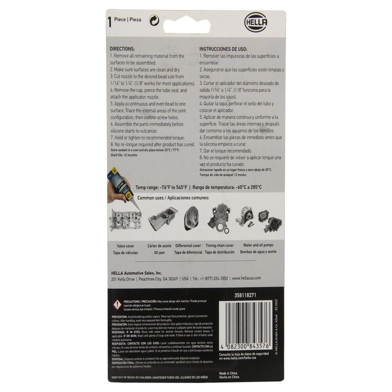 Silicona Formadora Juntas - Tubo X 85G - Gris Marca Hella-1