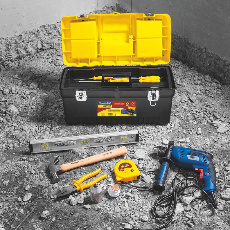 Caja Porta Herramientas Plástica Tramontina Color Negro 50 Cm-3